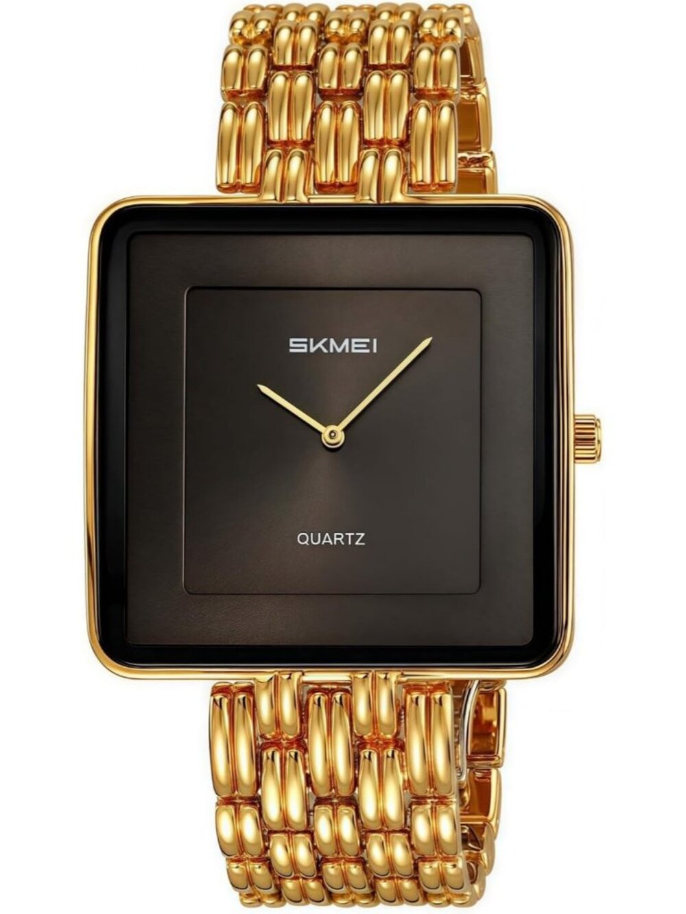 Men's Gold Black Fashion Square Minimalist Quartz Casual Analog Classic Watch